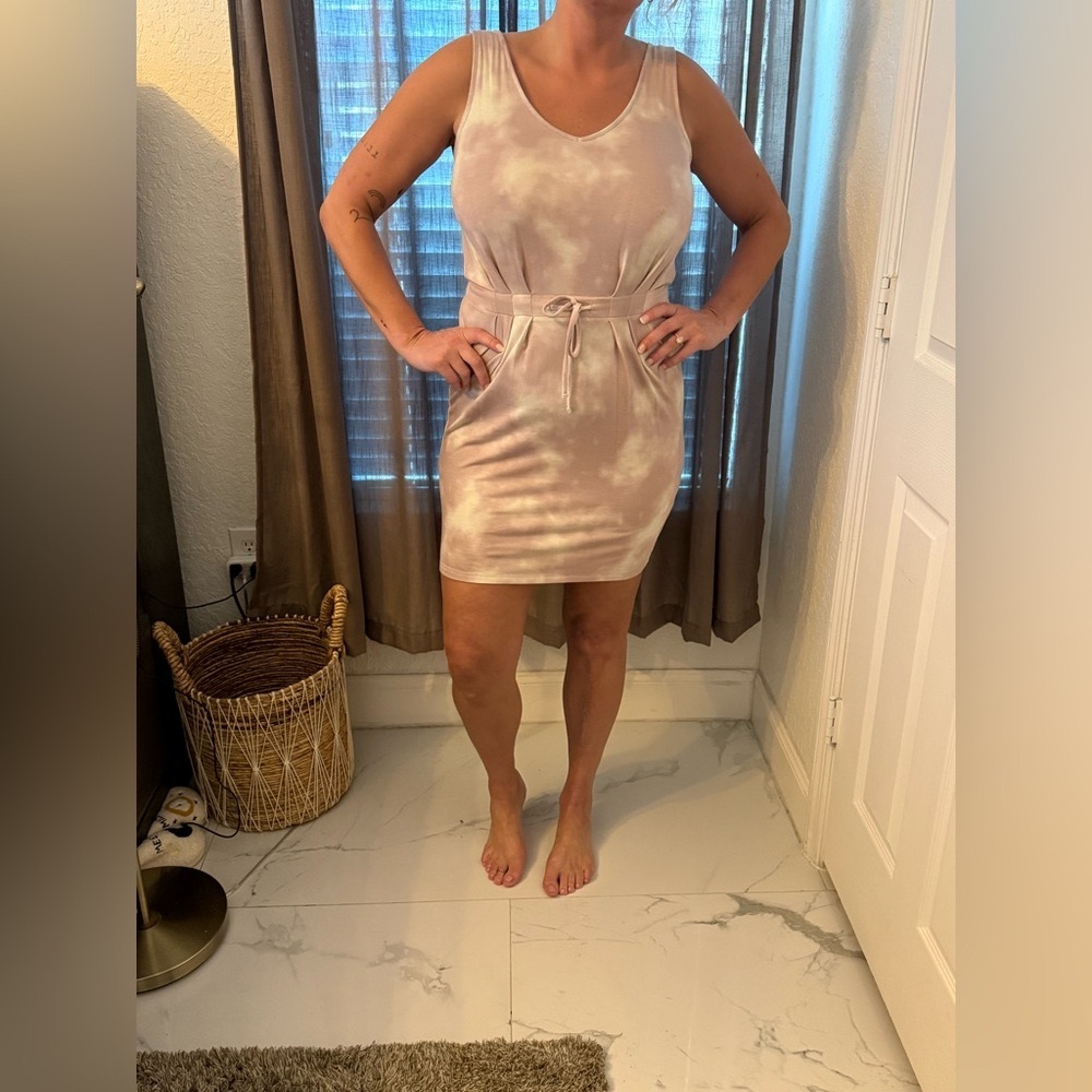 Express Light Pink and Cream Dress